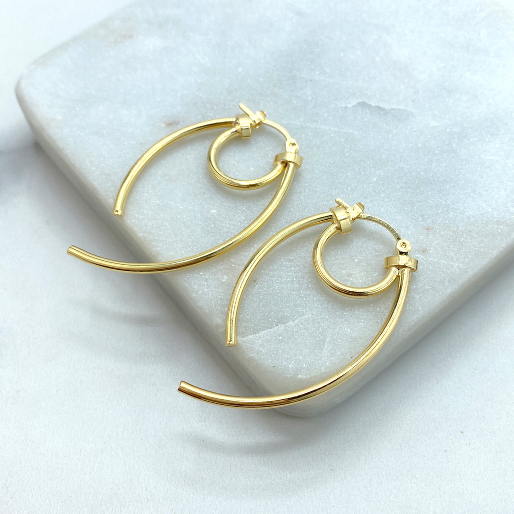 18k Gold Filled Round Lines Hoop Inspo Earrings, Modern Inspo Earrings