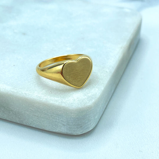 18k Gold Filled Polished Heart Shaper Ring, Heart Signet Ring, Classic & Romantic Ring