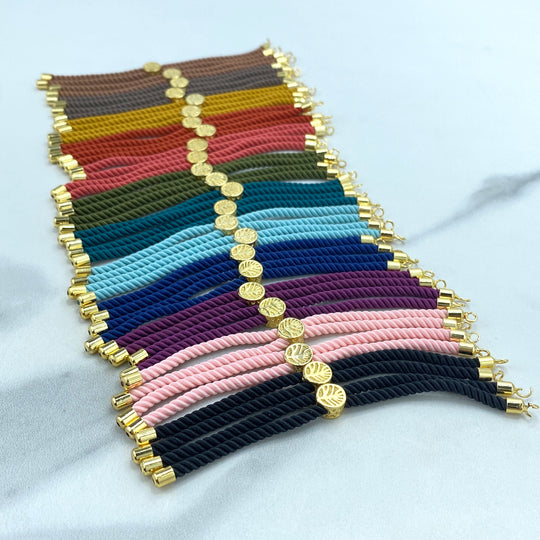 18k Gold Filled DIY Adjustable Slider Bracelet with Ends Tree of Life Charms, Bracelet Making Nylon Twisted Cord Bracelet