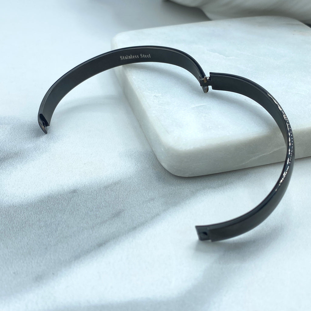 Stainless Steel Silver, Gold or Black Round Cuff Bangle Bracelet, Open Bangles Bracelet, DIY Bangle Gift, Unisex Bracelet