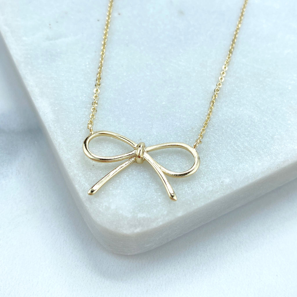 18k Gold Filled Ribbon Bow Necklace