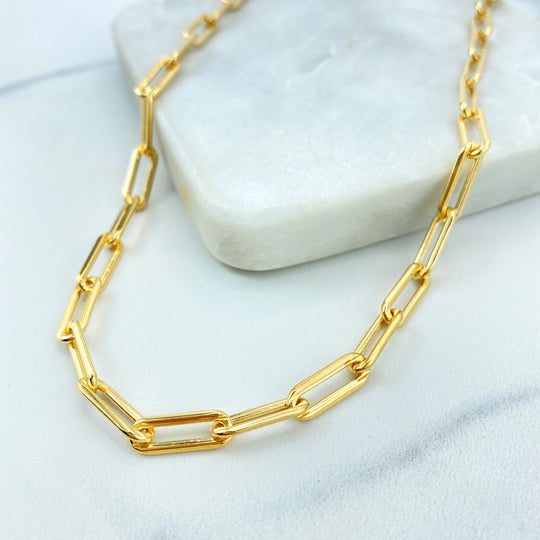 18k Gold Filled 3mm Paperclip Chain, 16 Inches, 18 Inches or 20 Inches with Extender, Gold Filled Paperclip Chain for DIY