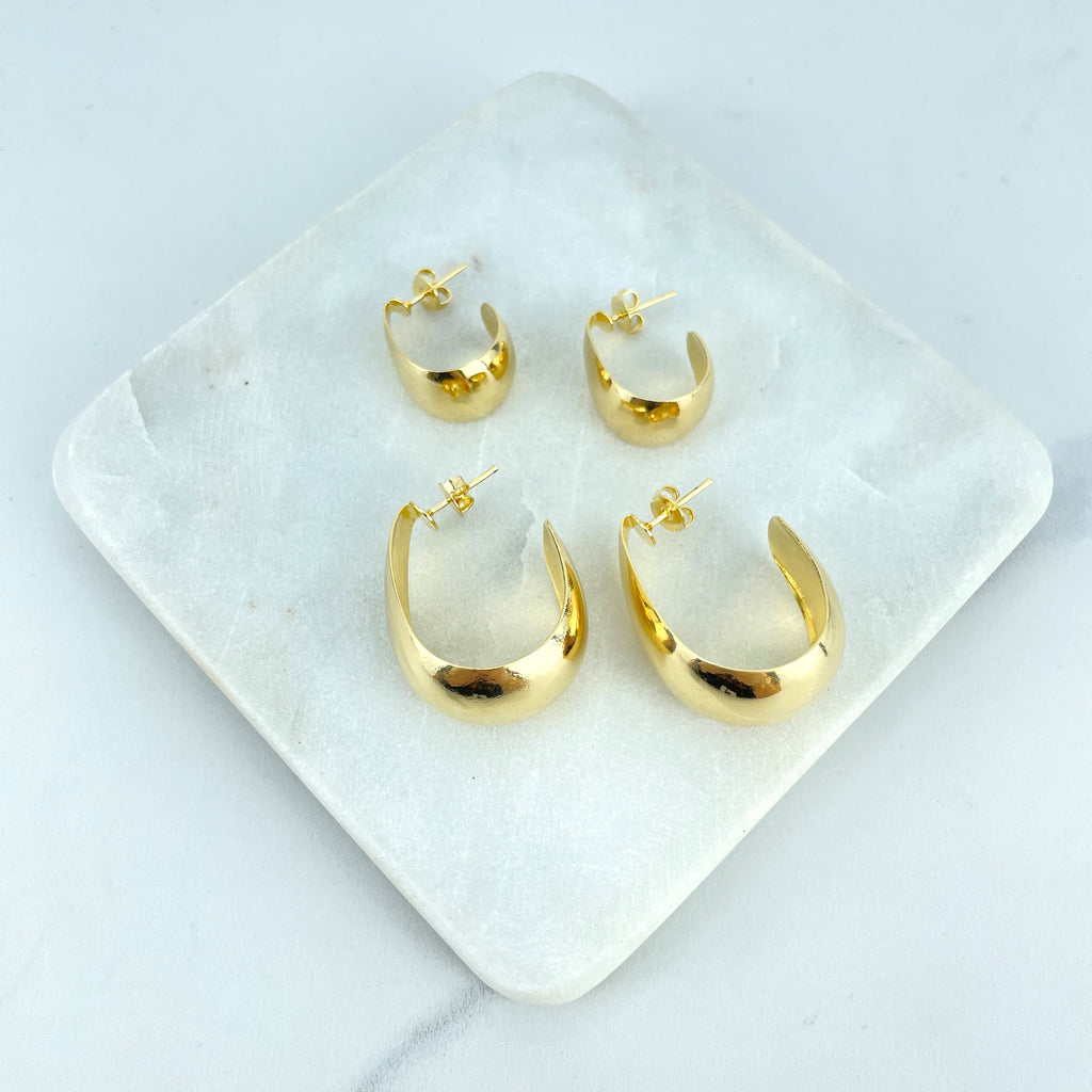 18k Gold Filled Tear Drop C-Hoop Small or Large Earrings