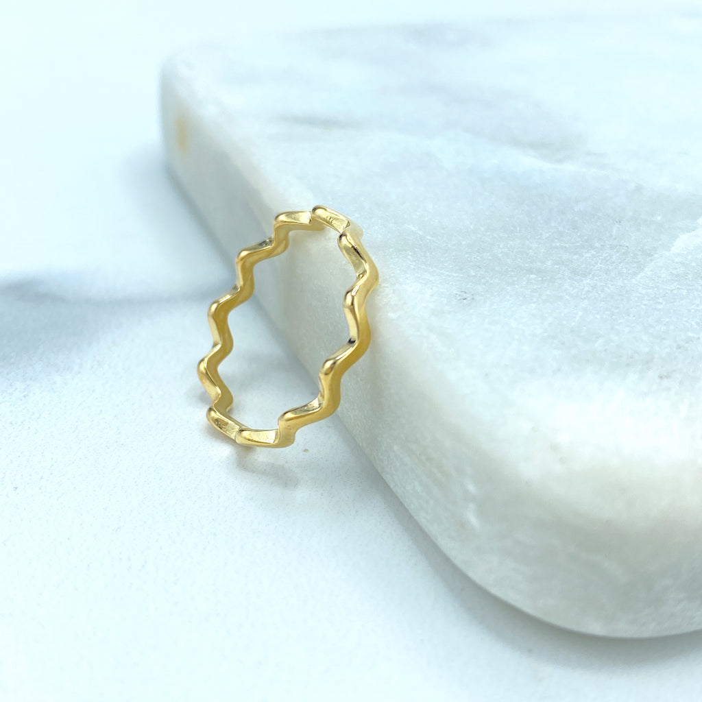 18k Gold Filled Wave Stacker Ring, Zig Zag Ring, Ziggy Stackable Ring