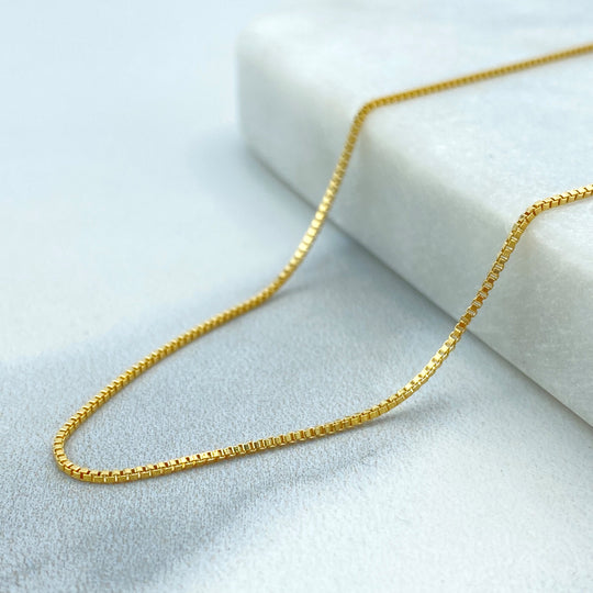 18k Gold Filled 1mm Box Chain, Box Chain for DIY Jewelry, Box Chain Link in 16 Inches, 18 Inches, 20 Inches or 24 Inches