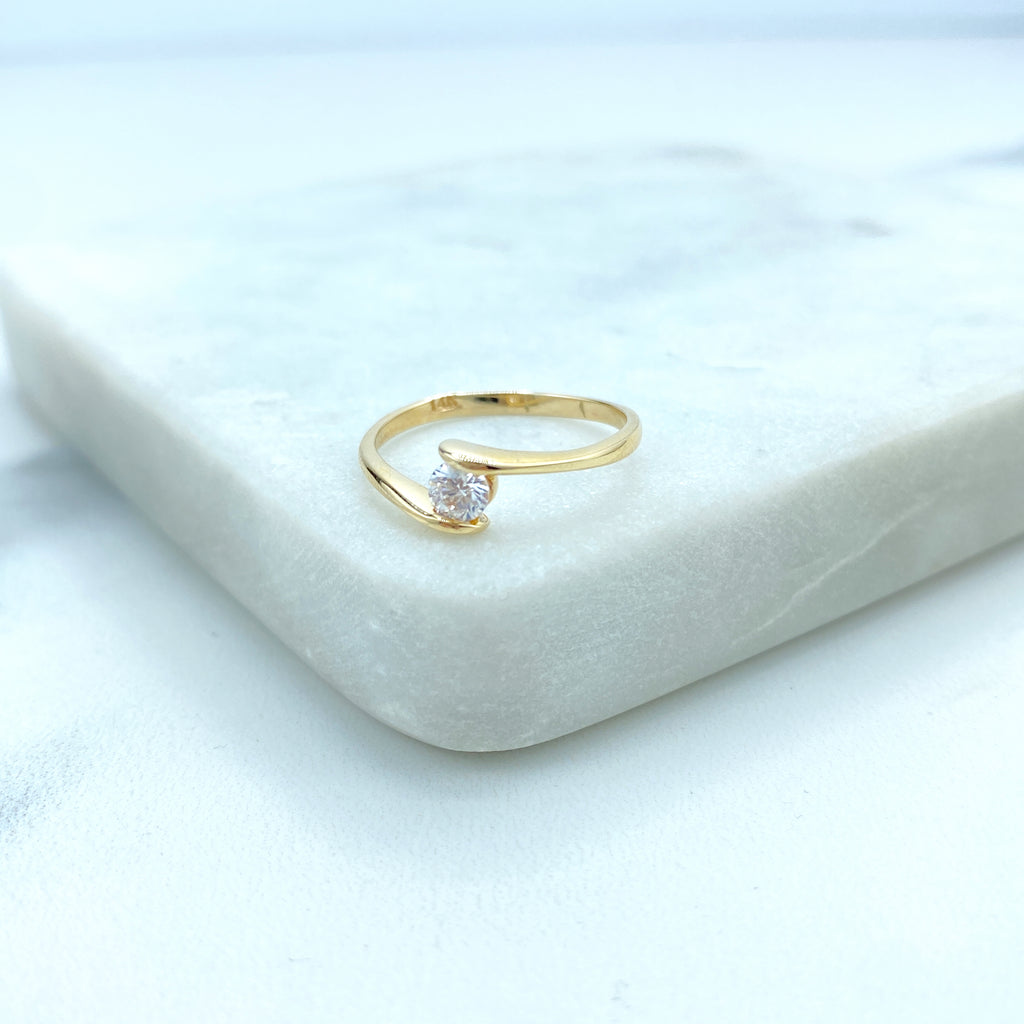 14k Solid Gold Minimalist Ring, 14k Solid Gold Zircon Ring (Stamped Inside)