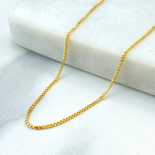 18k Gold Filled 1mm Box Chain, Box Chain for DIY Jewelry, Box Chain Link in 16 Inches, 18 Inches, 20 Inches or 24 Inches
