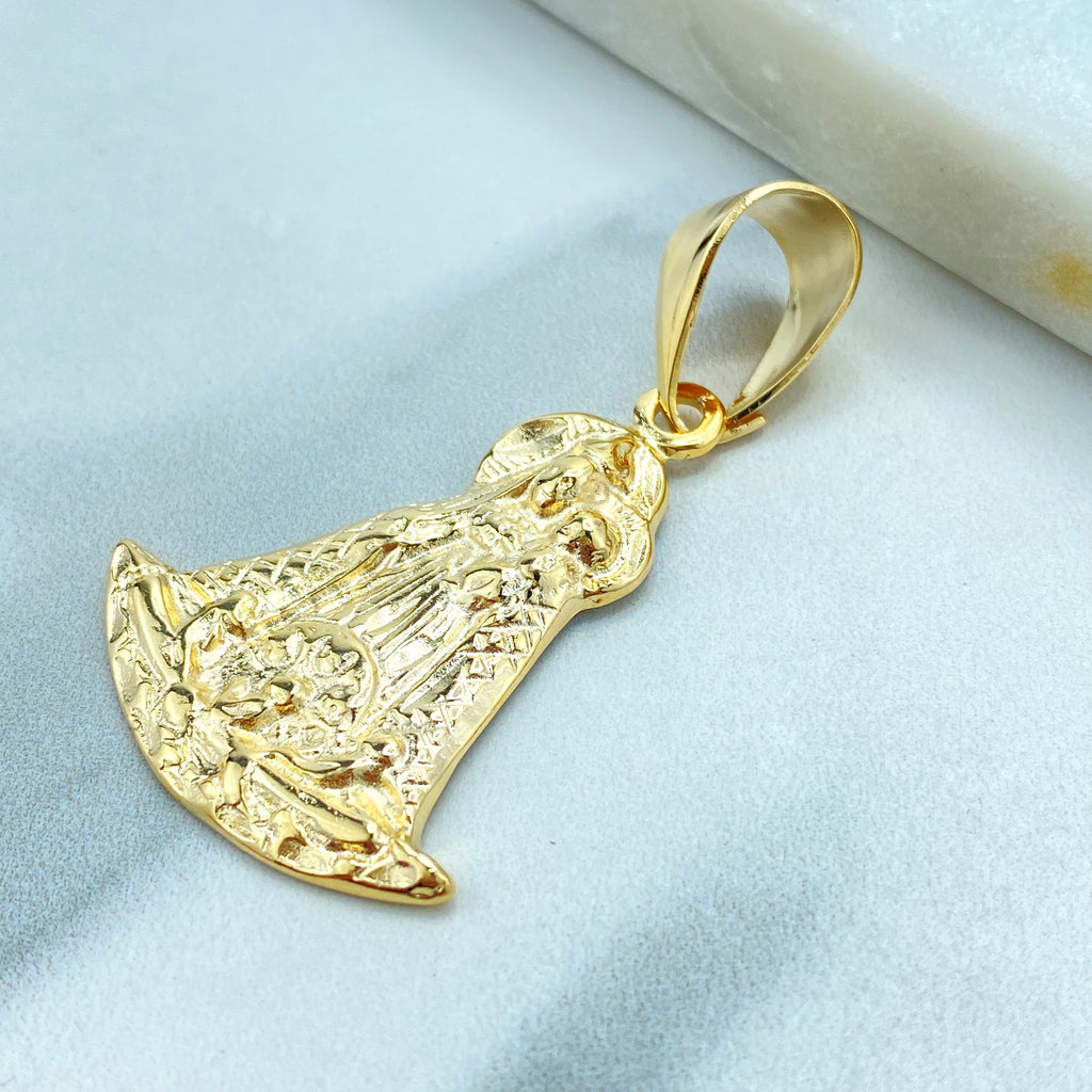 18k Gold Filled Virgen de la Caridad del Cobre Pendant, Saint Caridad Del Cobre Religious Pendant