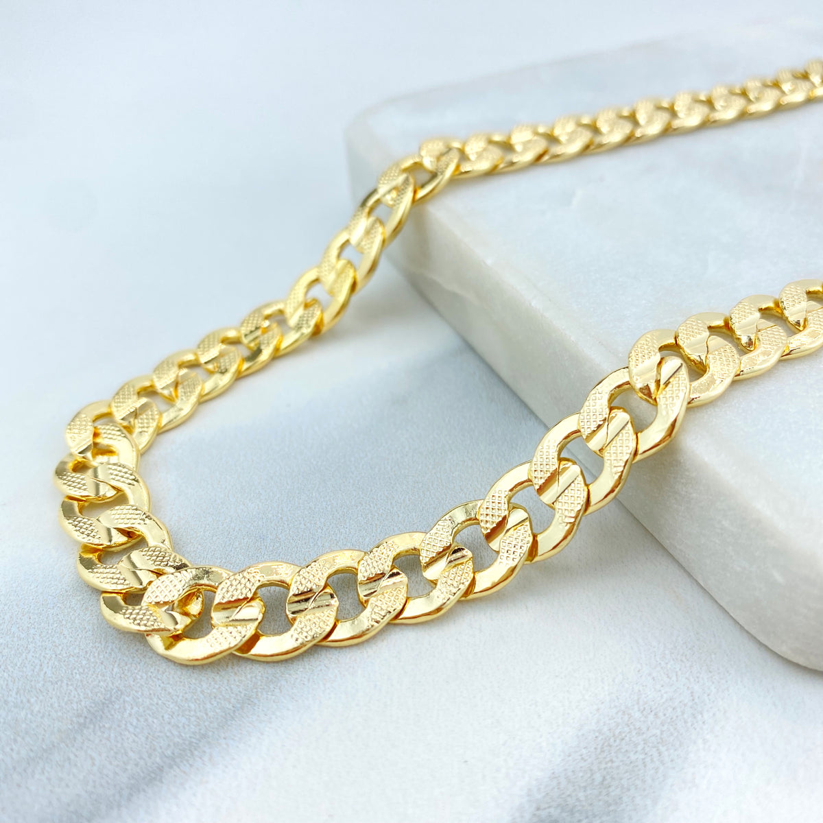 18k Gold Filled 9mm Curb Link Chain with Diamond Cut, Chain ou Bracele ...