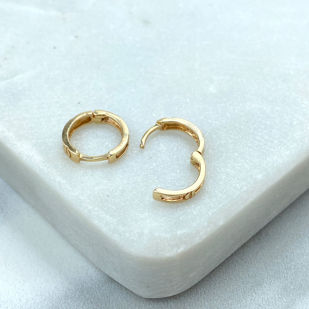 14k Solid Gold Huggie Earrings featuring CZ, 14k Solid Yellow Gold Classic CZ Huggie Earrings