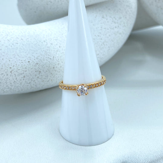 14k Solid Gold Solitaire Ring featuring Cubic Zirconia, 14k Solid Gold Wedding Engagement Solitaire Ring