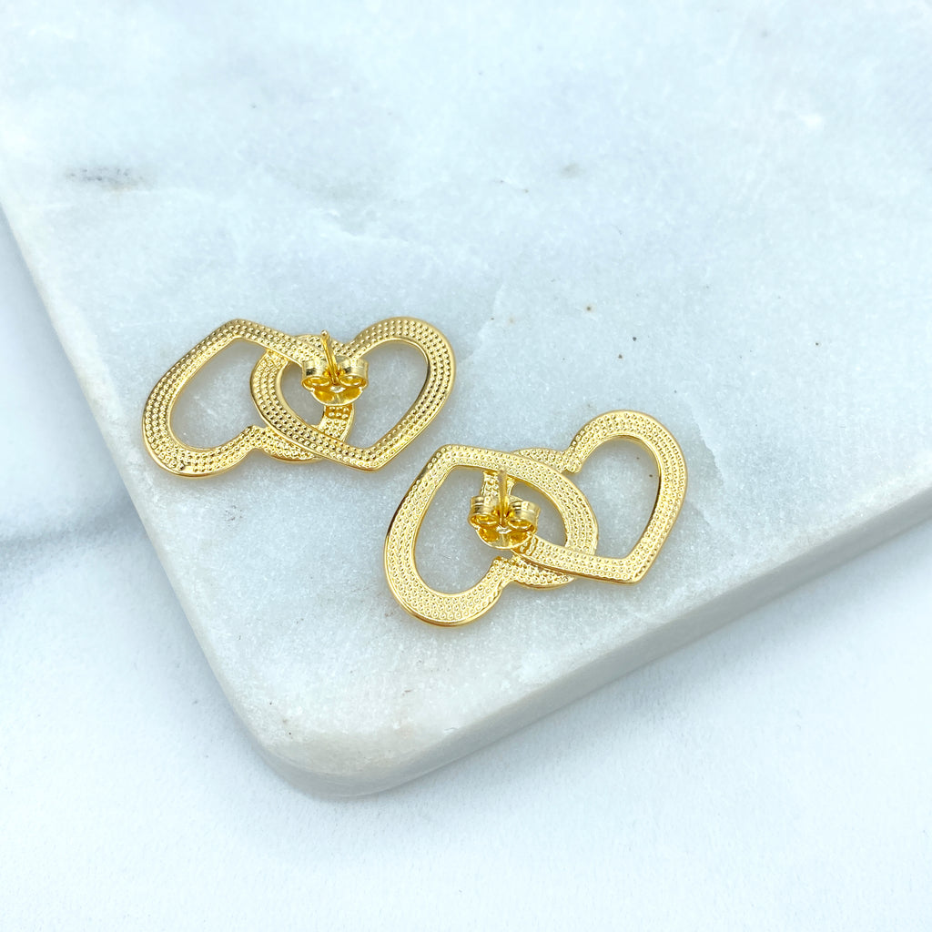 18k Gold Filled Cutout Double Heart Stud Earrings