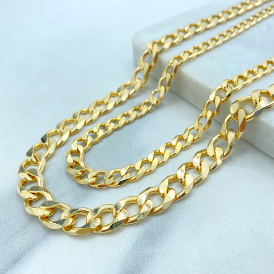 18k Gold Filled Curb Link Chain in 7mm or 10mm, with 24 Inches, 7mm Cuban Link Chain, 10mm Cuban Link Chain, Unisex Chain