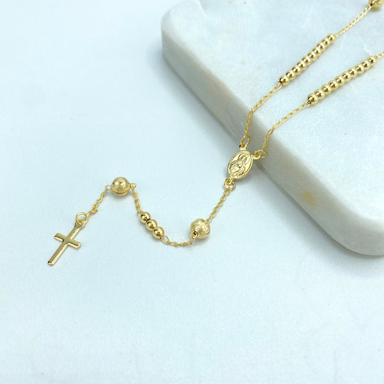 18k Gold Filled Gold Beads Jesus Christ Rosary