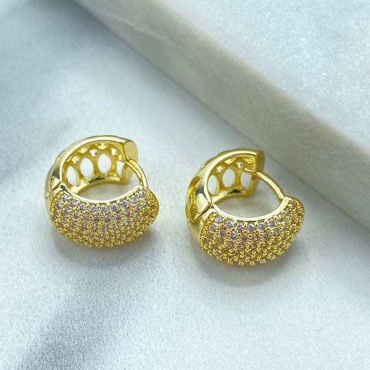 18k Gold Filled Minimalist Huggie Earrings with Micro Pave, Huggie with Micro CZ, Classic Huggie