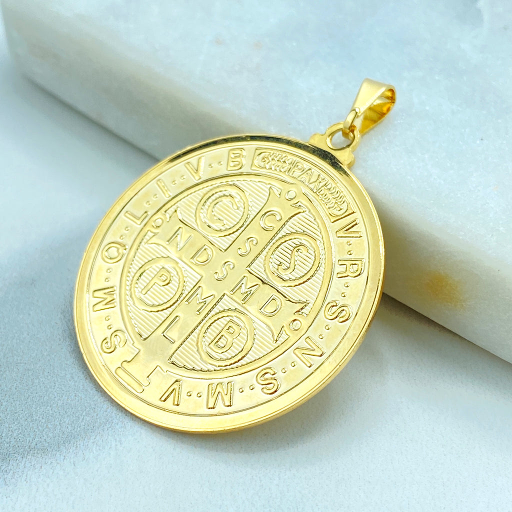 18k Gold Filled Two Tone San Benito Coin, 2 Sided Round Pendant Charms