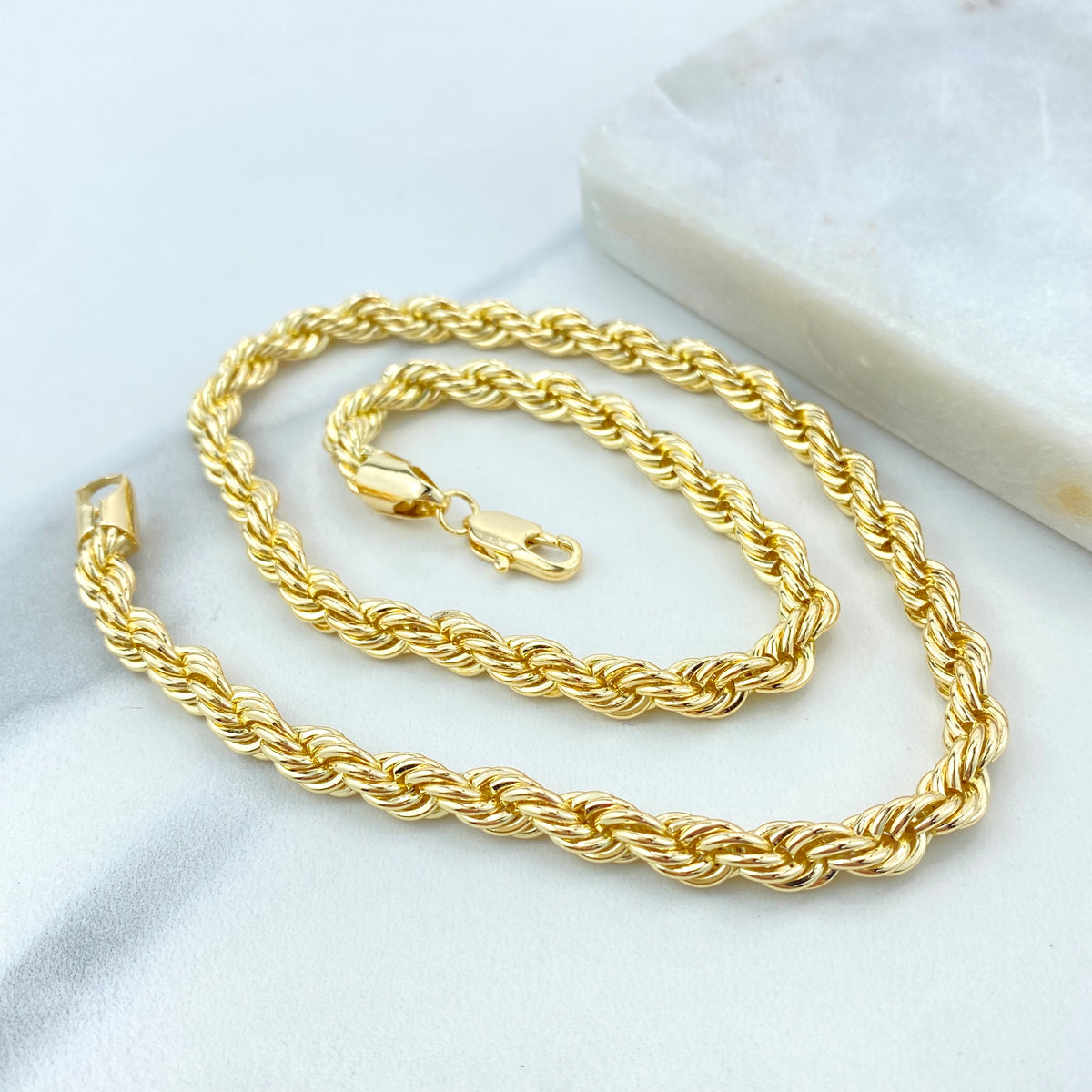 18k Gold Filled 6mm Rope Chain, with 17.5 Inches Long, Chunky Rope Cha ...