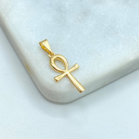 18k Gold Filled Egyptian Ankh Cross Hollow Charm, Egyptian Key of Life Ankh Charm, Tiny Ankh Cross Pendant