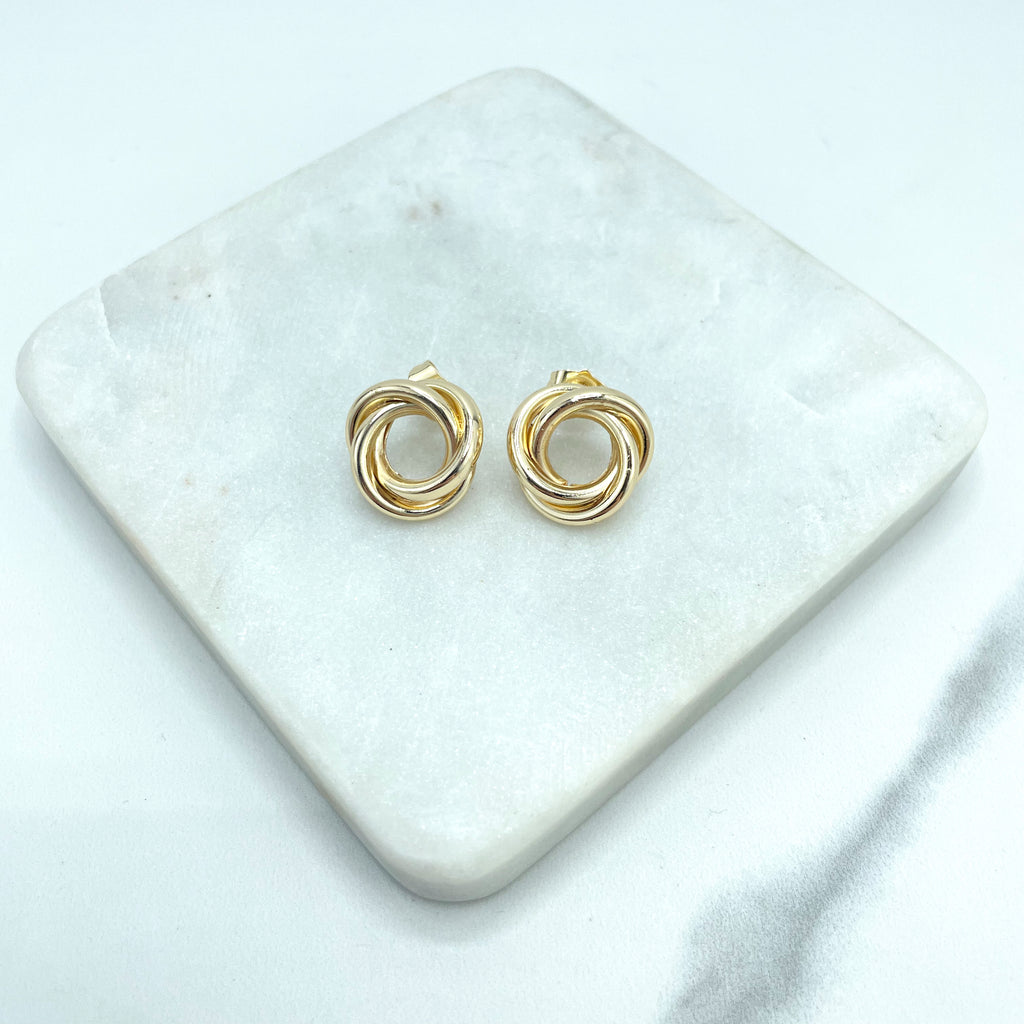 18k Gold Filled Twisted Spring Chain Stud Earrings, Twisted Earrings, Twist "Roses" Hoop