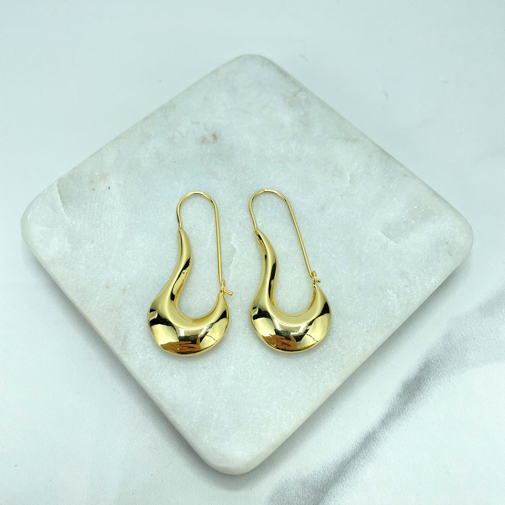 18k Gold Filled Polished Puffed Teardrop Hoop Earrings, Smooth Curve Earrings, Modern Minimalist Earrings