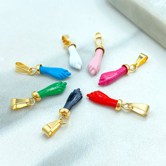 18k Gold Filled Colored Enamel Figa Hand Pendant