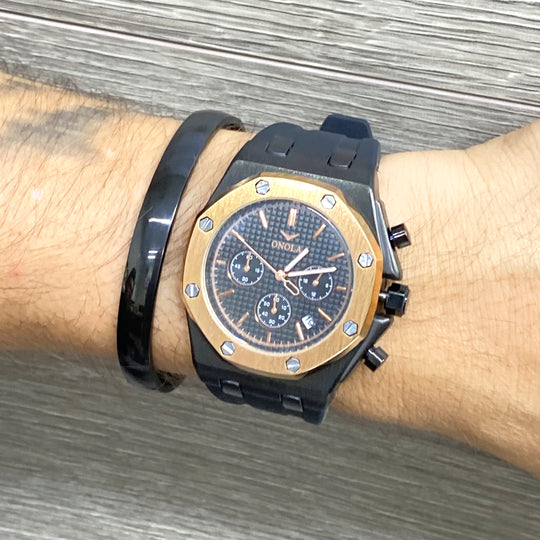 Watch ONOLA for Men, Silver Stainless Steel, Octagon Men’s Sport Wristwatch Watch, Multi Functional Chronograph, Blue Rubber, Analog Stylish (Copy) (Copy) (Copy)