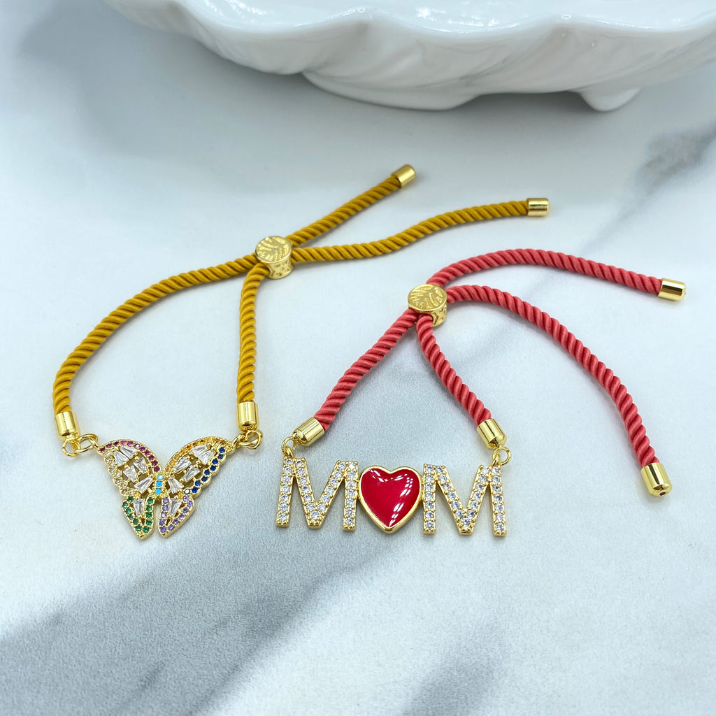 18k Gold Filled DIY Adjustable Slider Bracelet with Ends Tree of Life Charms, Bracelet Making Nylon Twisted Cord Bracelet