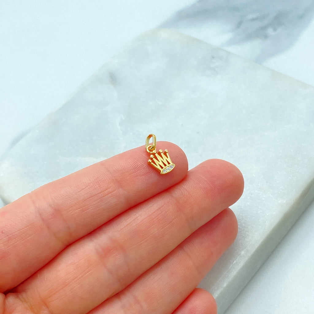 18k Gold Filled Crown Charm, Petite CZ Crown Pendant, Dainty Queen Jewelry, Royal Charm, Bulk Order