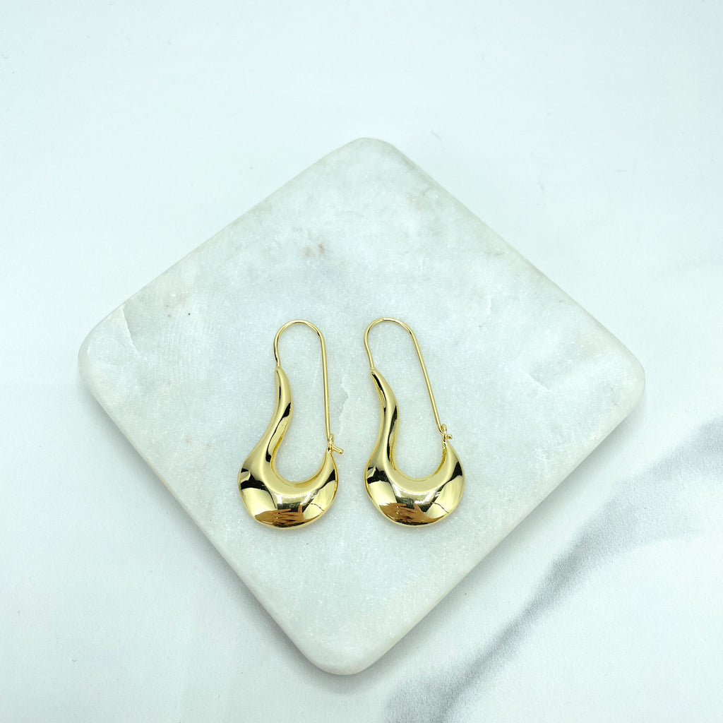 18k Gold Filled Polished Puffed Teardrop Hoop Earrings, Smooth Curve Earrings, Modern Minimalist Earrings