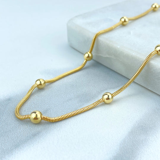 18k Gold Filled Wholesale Dainty Chain, Satellite Chain with Fox Tail Chain, with Extender, Classic Jewelry