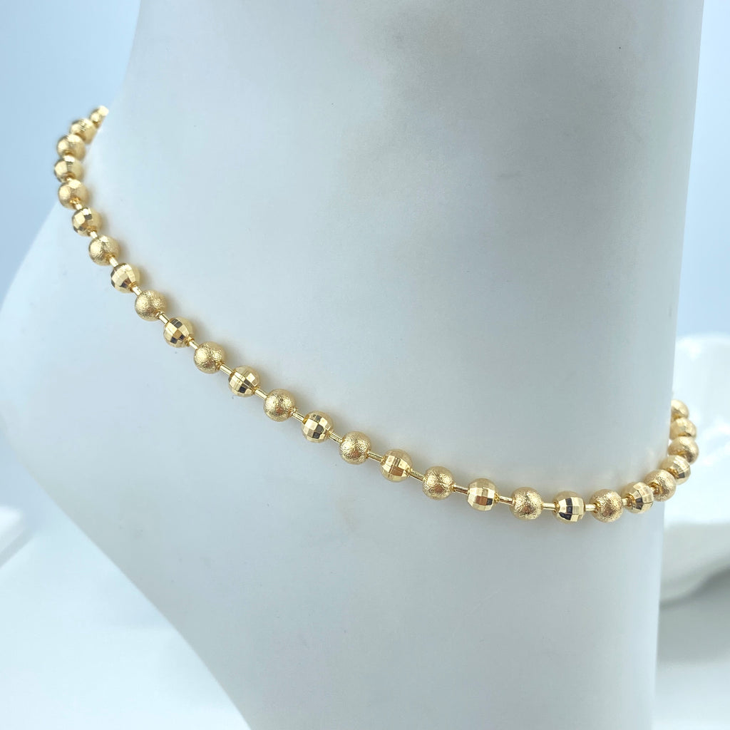 18k Gold Filled Textured Ball Beads Chain, Bracelet or Anklet,DIY Textured Beaded Chain