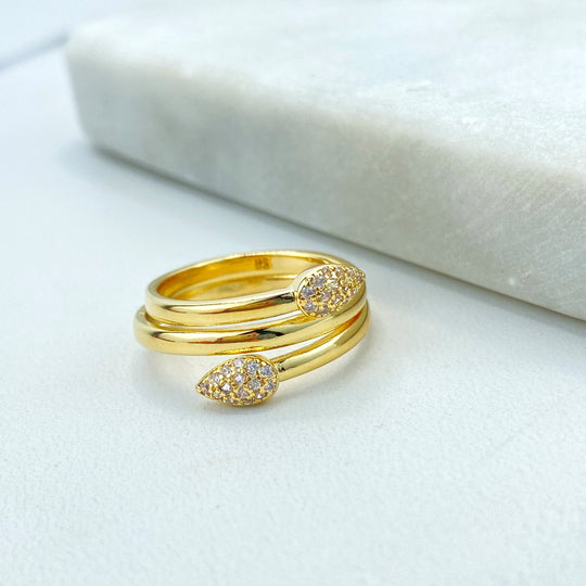 18k Gold Filled Wrap Ring with Micro CZ Details, Micro CZ Wave Ring, Climbing Ring with Micro Pave Details