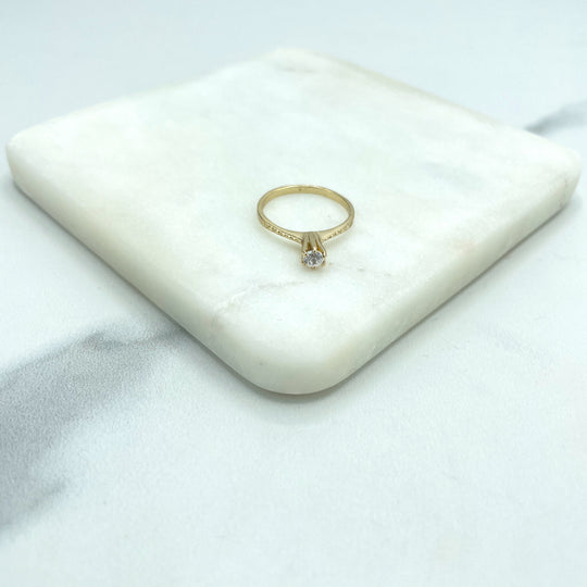 18k Gold Filled Clear Cubic Zirconia Solitaire Ring