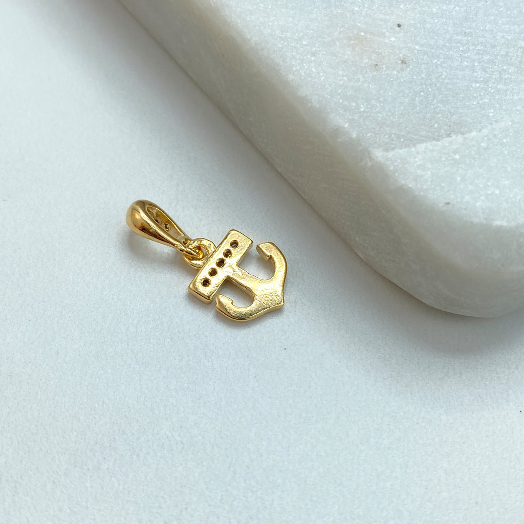 18k Gold Filled Petite Nautical Anchor featuring Micro Cubic Zirconia