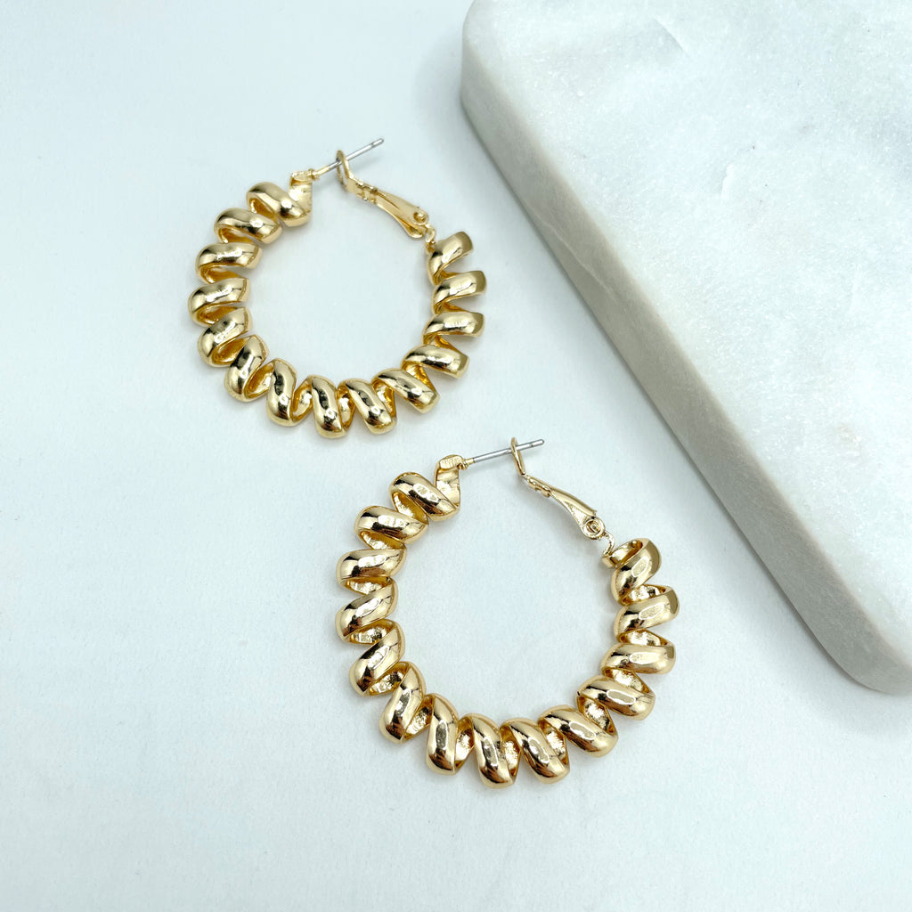 18k Gold Filled 36mm Twisted Spiral Gold Hoop Earrings