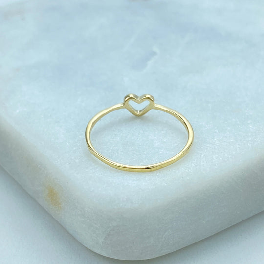 18k Gold Filled Small Heart Ring, Cutout Small Heart Thin Ring, Minimalist Ring, Romantic Ring