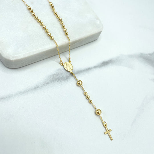 18k Gold Filled La Milagrosa, Miraculous Virgin Gold Beads Rosary with Extender