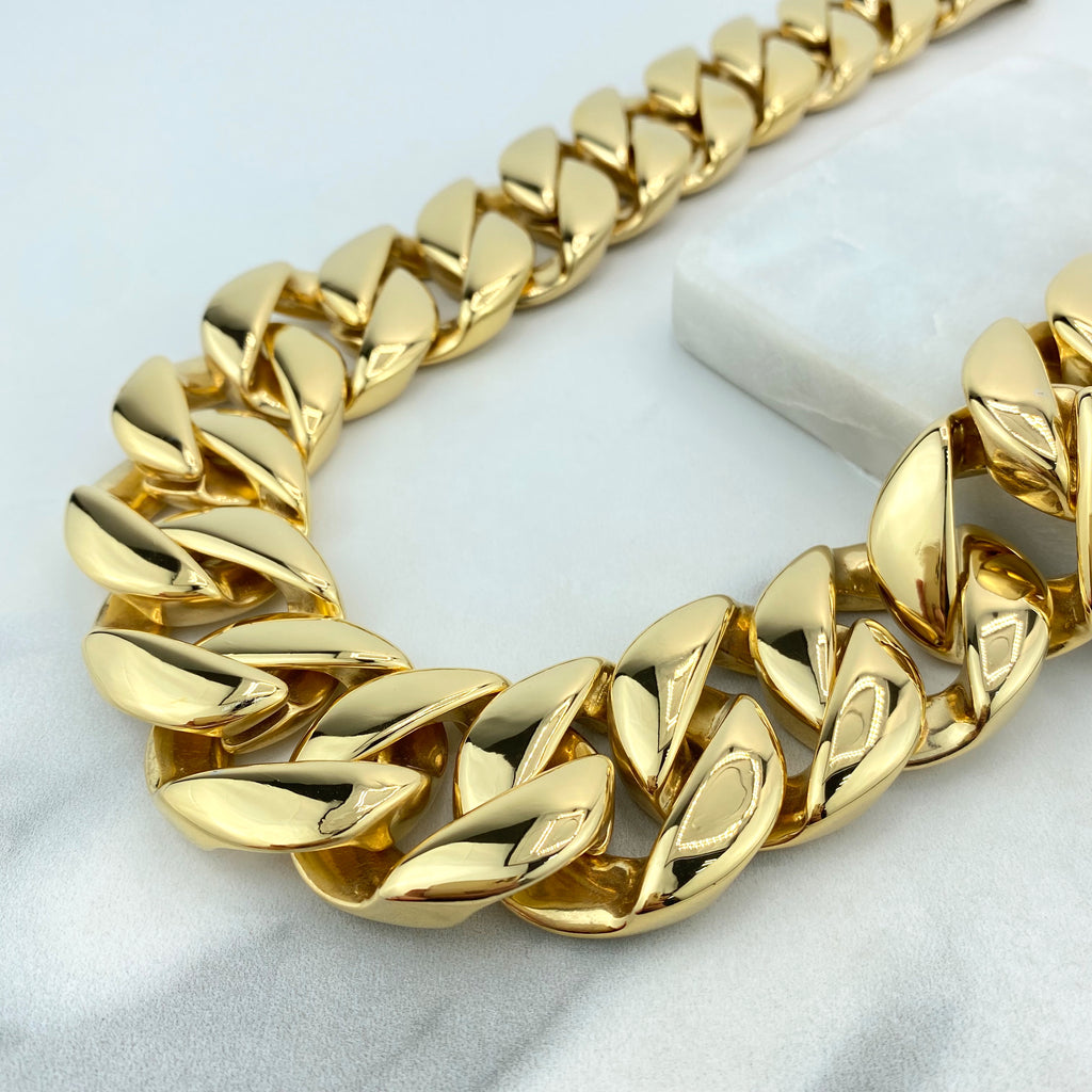 Stainless Steel 32mm Cuban Link Chain with 28 Inches, or Bracelet with 9 Inches, Curb Link Chain, Curb Chain for Men