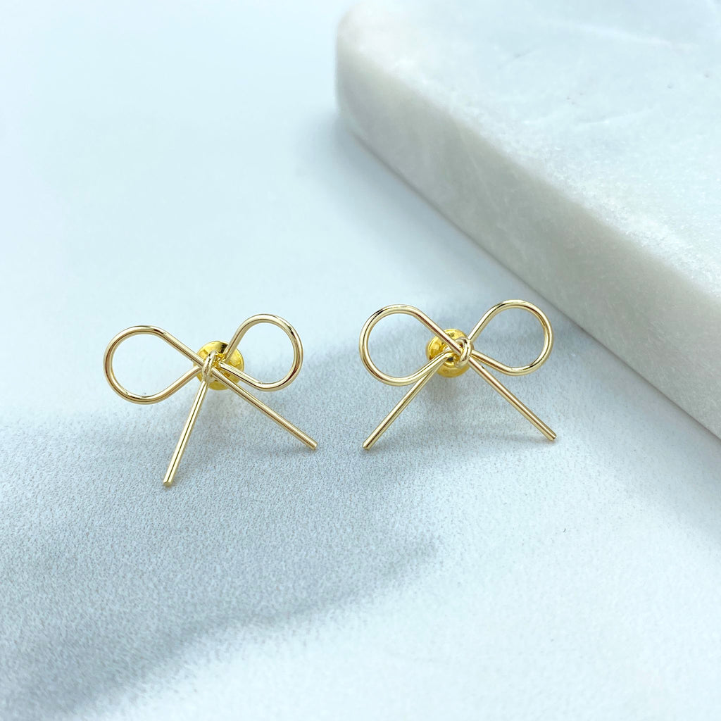 18k Gold Filled Bow Ribbon Knot Stud Earrings