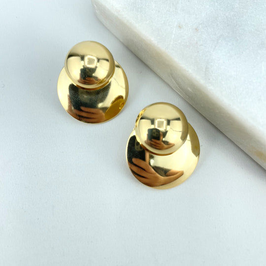 18k Gold Filled Double Polished Circles, Layered Circles Modern Stud Earrings