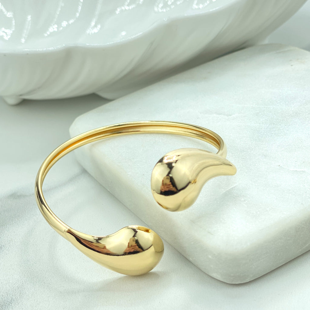 18k Gold Filled Teardrop Shape Light and Hollow Stud Earrings, Cuff Bracelet or Necklace