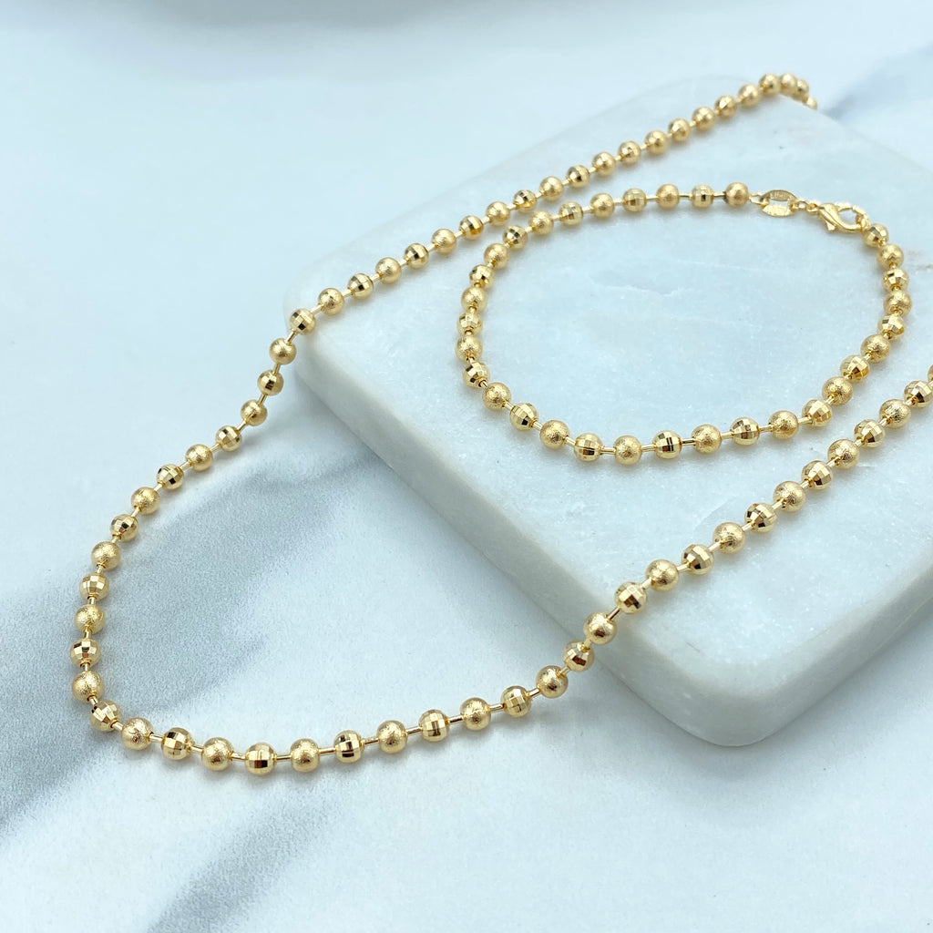 18k Gold Filled Textured Ball Beads Chain, Bracelet or Anklet,DIY Textured Beaded Chain