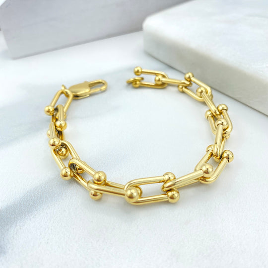 14k Gold Filled Polished U Shape Link Chain Bracelet, U-Shapped Link Bracelet, U Link Bracelet