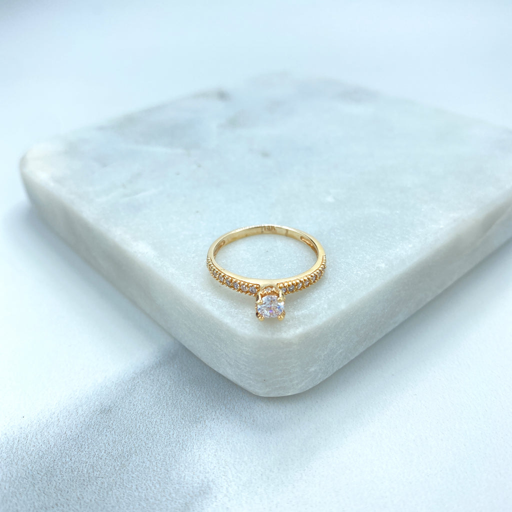 14k Solid Gold Solitaire Ring featuring Cubic Zirconia, 14k Solid Gold Wedding Engagement Solitaire Ring