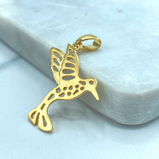 18k Gold Filled Cutout Hummingbird Pendant, Spring Jewelry Inspiration, Bird Pendant