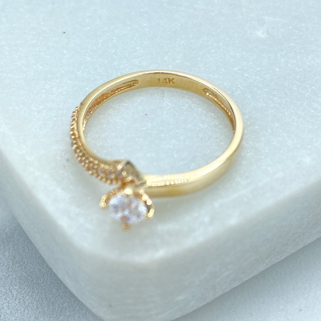 14k Solid Gold Solitaire Ring featuring CZ, 14k Solid Gold Wedding Engagement Solitaire Ring