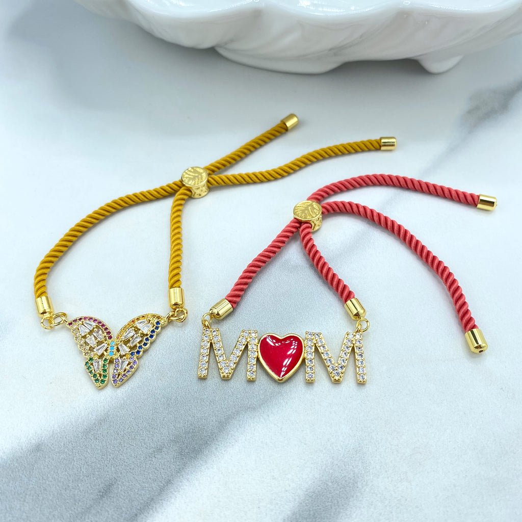 18k Gold Filled DIY Adjustable Slider Bracelet with Ends Tree of Life Charms, Bracelet Making Nylon Twisted Cord Bracelet