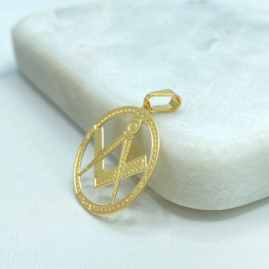 18k Gold Filled Masonic Compasses Pendant, Medal Masonic Compasses Pendant, Masonic Freemason Pendant, Masonic Charm