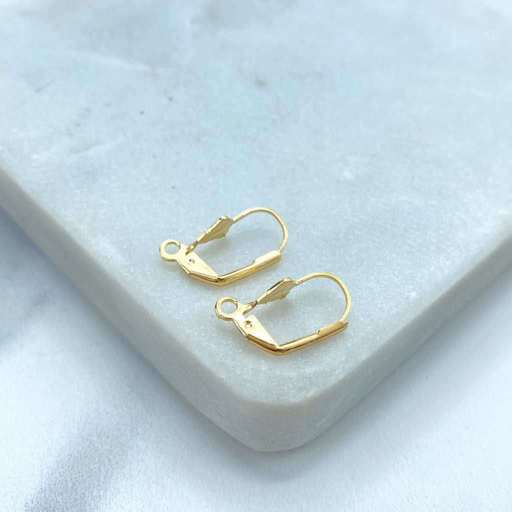 18k Gold Filled Leverback Shell Earrings, French Hook Ear Wire with Open Loop, Lever Back Hook Clasps