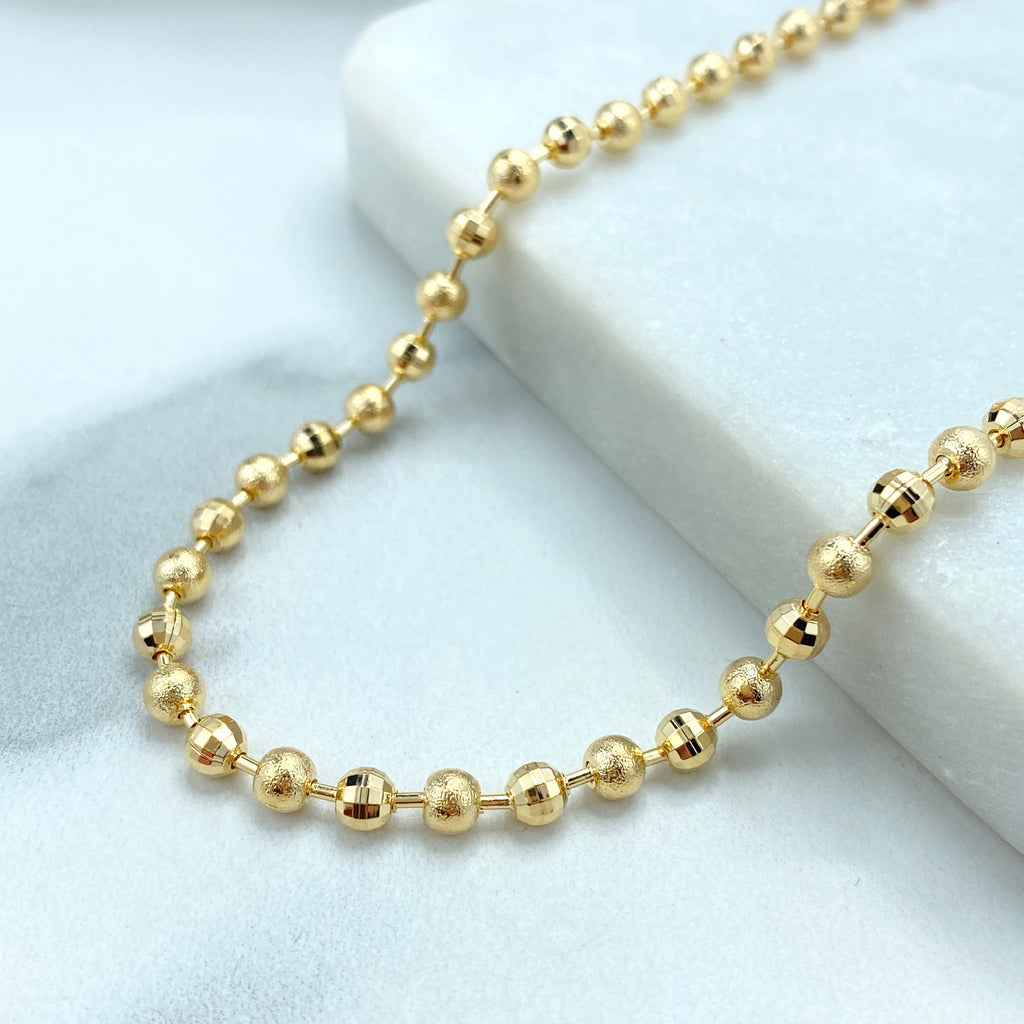 18k Gold Filled Textured Ball Beads Chain, Bracelet or Anklet,DIY Textured Beaded Chain